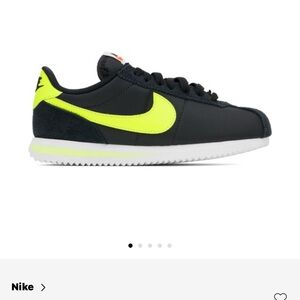 Nike Cortez Black and Neon Yellow Sneakers Classic Design